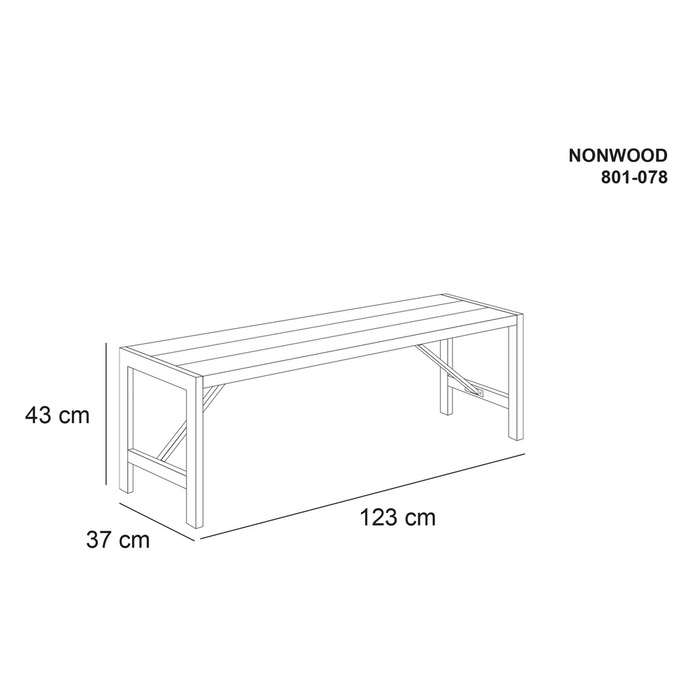 Bänk Nonwood/Stål Antracit 123 cm Hortus